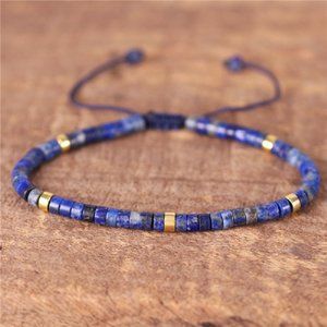 Natural Lapis Lazuli Stone Dainty Bracelet Blue Gemstone Braided Bracelet